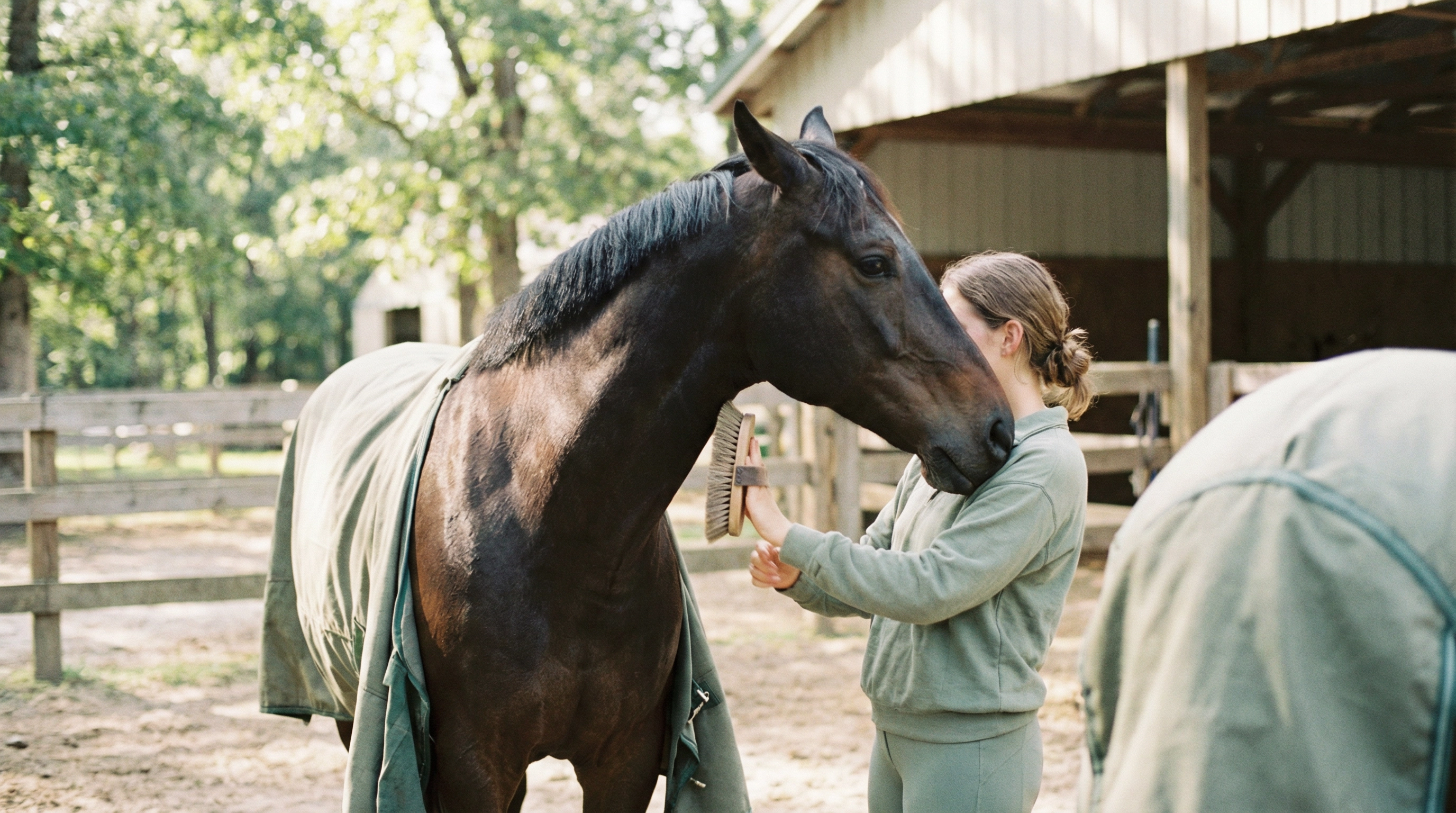 Horse being professionally groomed and clipped in Teesside